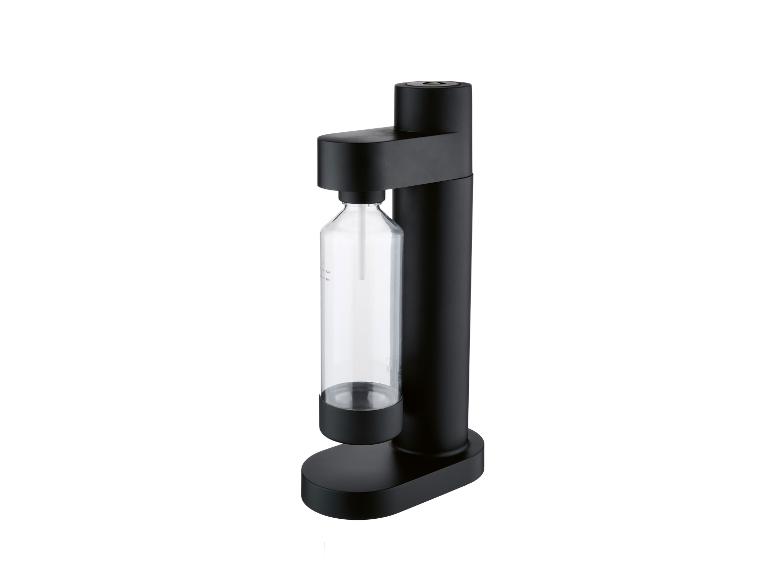 Machine à eau pétillante noire avec bouteille transparente