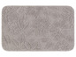 Un tapis de bain gris avec un motif de feuilles.