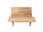 Banc de jardin en bois avec dossier et assise à lattes, avec le logo « HOME DELUXE ».