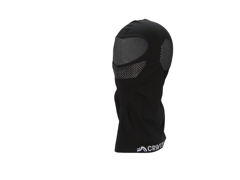 Cagoule noire avec détails en maille et logo en bas