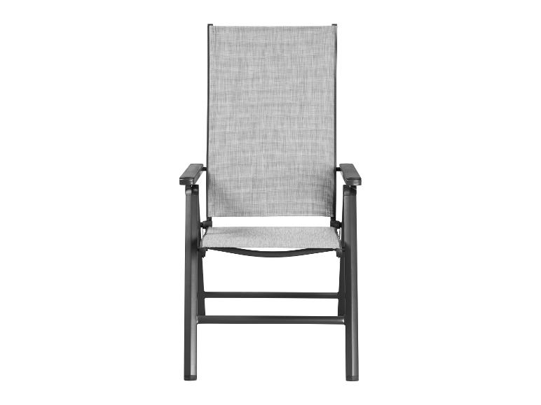 Chaise pliante d'extérieur grise avec accoudoirs
