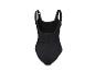 Maillot de bain une pièce noir pour femme avec tissu texturé, vue arrière.