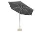 Parasol de terrasse rectangulaire gris foncé avec lumières LED et base en béton