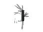 Couteau suisse multifonction noir avec divers outils ouverts et une pince.