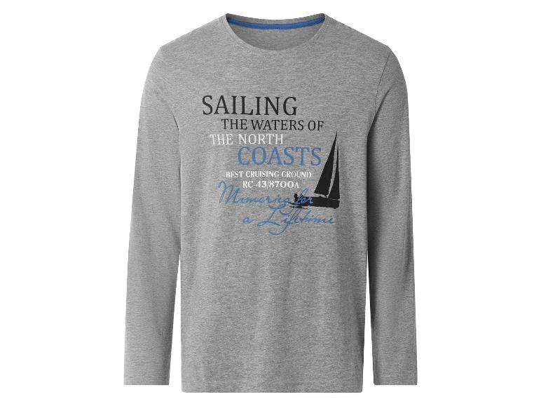 T-shirt gris à manches longues avec imprimé graphique sur le thème de la voile sur le devant.