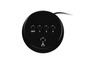 Télécommande ronde noire avec des boutons pour allumer/éteindre et les vitesses 1, 2 et 3.