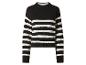 Pull en maille rayé noir et blanc à col montant.
