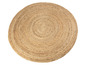 Un tapis rond en jute avec un motif tissé.