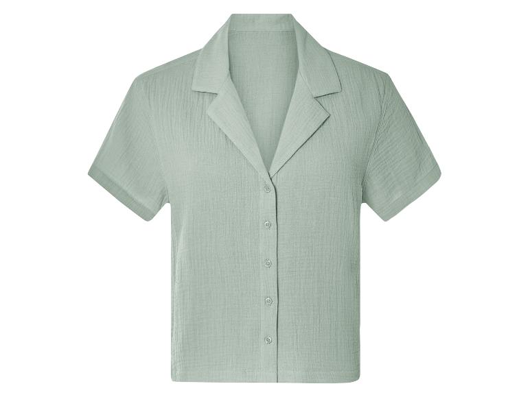 Chemise boutonnée à manches courtes, couleur vert sauge.