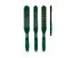 Trois brosses métalliques avec manches verts.