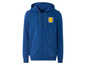 Un sweat-shirt à capuche bleu avec une fermeture éclair et le logo Lidl.