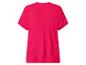 T-shirt femme fuchsia à manches courtes avec encolure ronde et détails ajourés.