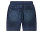 Short en jean bleu foncé pour enfants avec taille élastique et poches arrière.