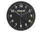 Une horloge murale Ingersoll noire avec des aiguilles argentées.