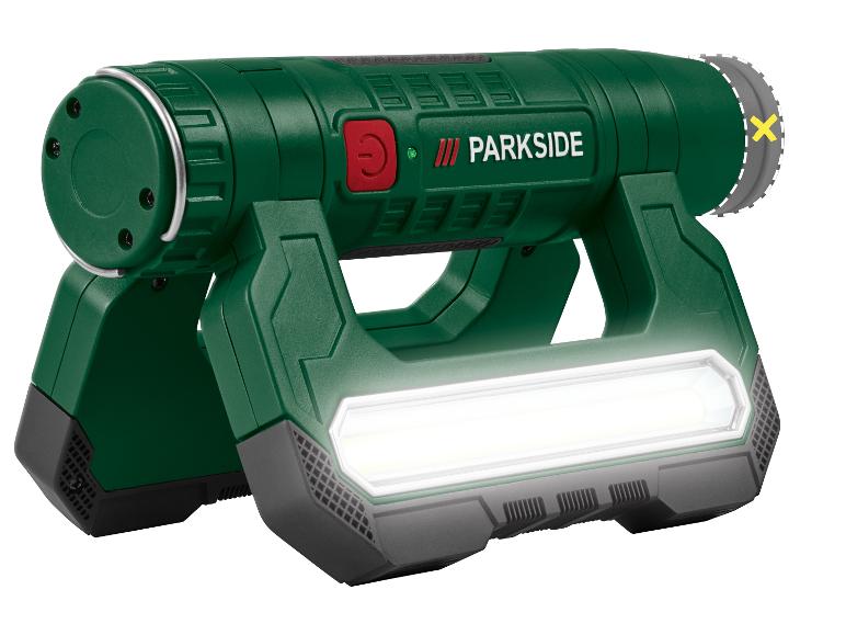 Lampe de travail verte et noire avec panneau LED lumineux et projecteur