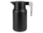 Carafe isotherme noire avec poignée en bois clair.
