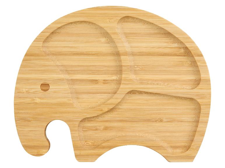 Plat bambou en forme d'éléphant, compartimenté.