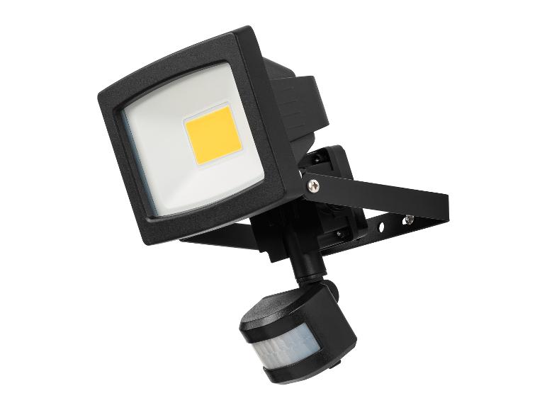 Projecteur LED noir avec détecteur de mouvement sur fond blanc
