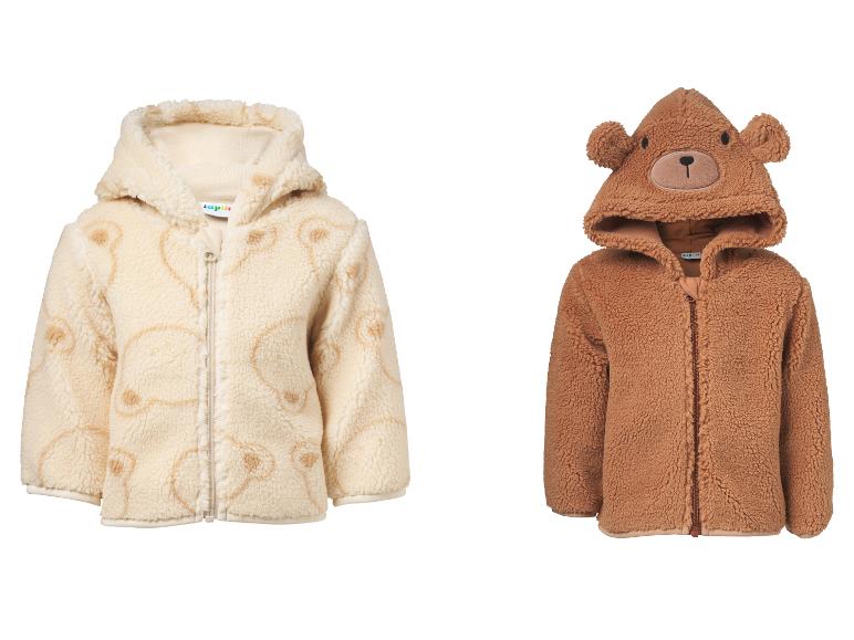 Deux vestes à capuche moelleuses pour bébés, une crème à motifs d'ours, une marron à visage d'ours