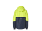 Veste enfant jaune et bleue avec capuche, vue arrière