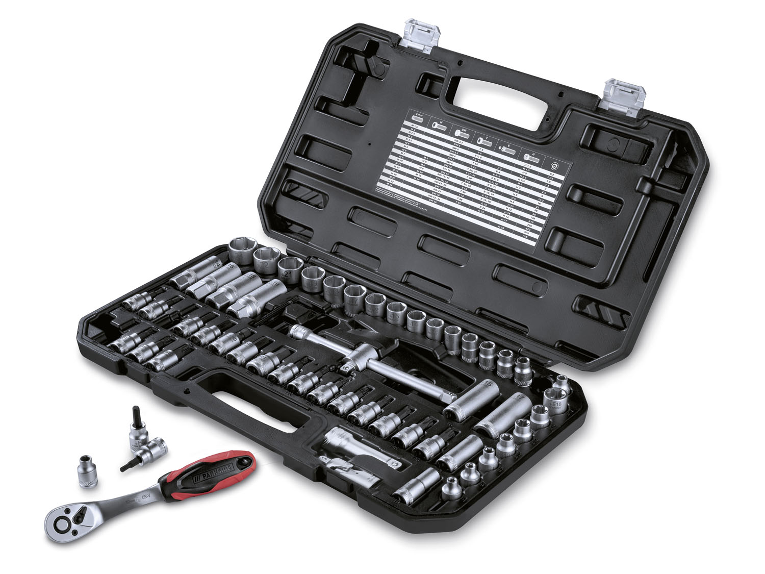 PARKSIDE® Set de douilles et d'embouts 3/8 pouces, 65 pièces
