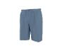 Short bleu avec cordon de serrage à la taille et un bouton marron.