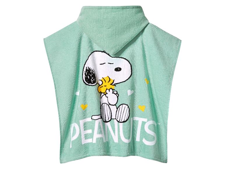 Serviette de bain à capuche Peanuts vert clair avec Snoopy.
