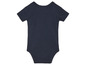Un body bébé bleu marine à manches courtes.