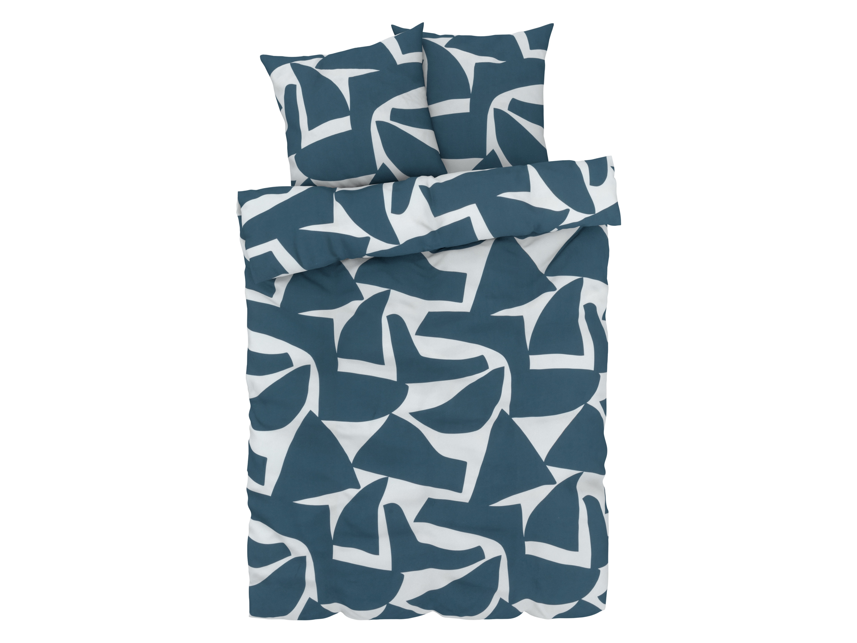 LIVARNO home Parure de lit en satin microfibre, 240 x 220 cm (bleu foncé)