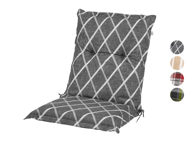Coussin de jardin gris à motif diagonal.