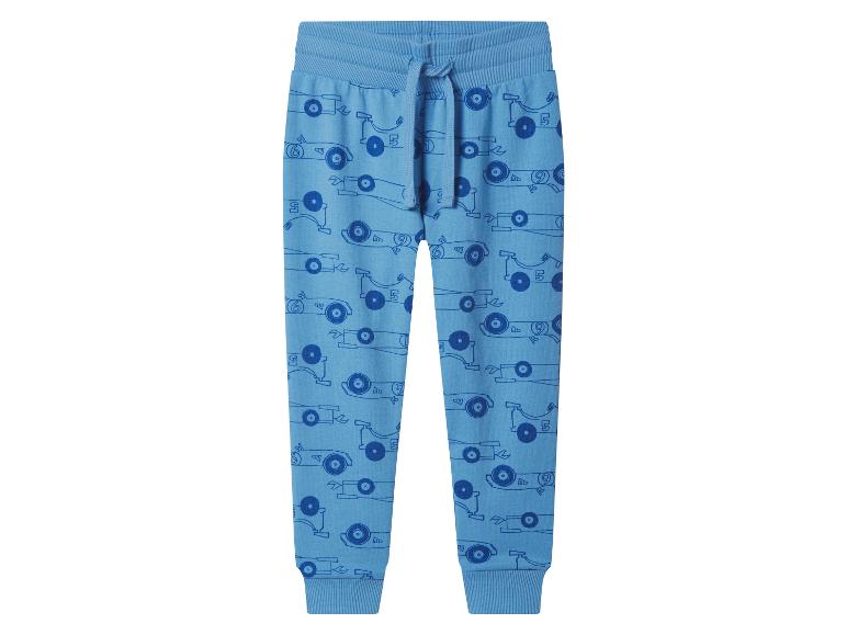 Pantalon de survêtement bleu pour enfants avec imprimé voitures de course.