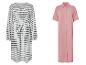 Robes longues : modèle rayé noir et blanc et modèle rose boutonné.