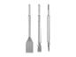 Trois burins SDS-plus: plat, plat large et pointu.