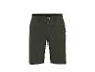 Shorts en sergé vert foncé avec poches plaquées et bouton en bois.