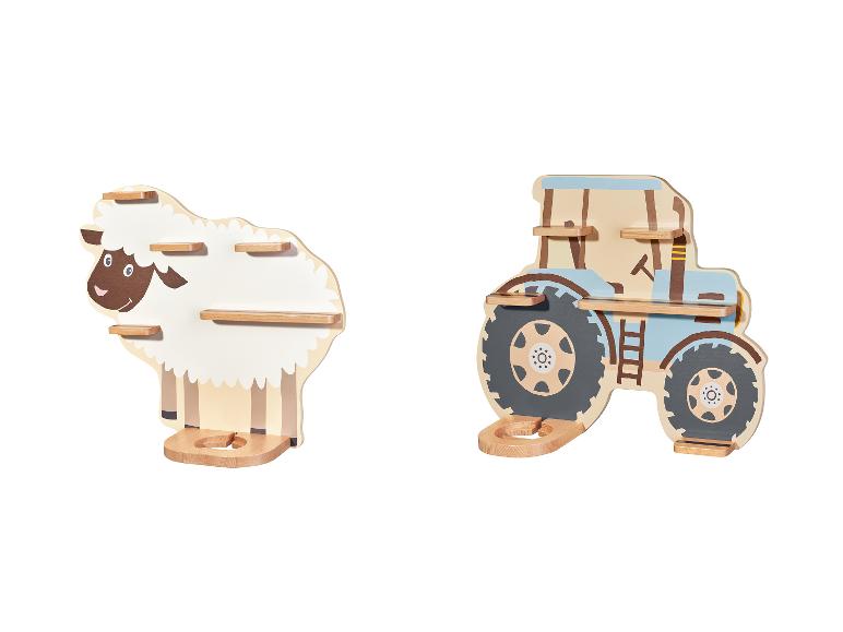 Étagère en bois en forme de mouton et de tracteur pour enfants