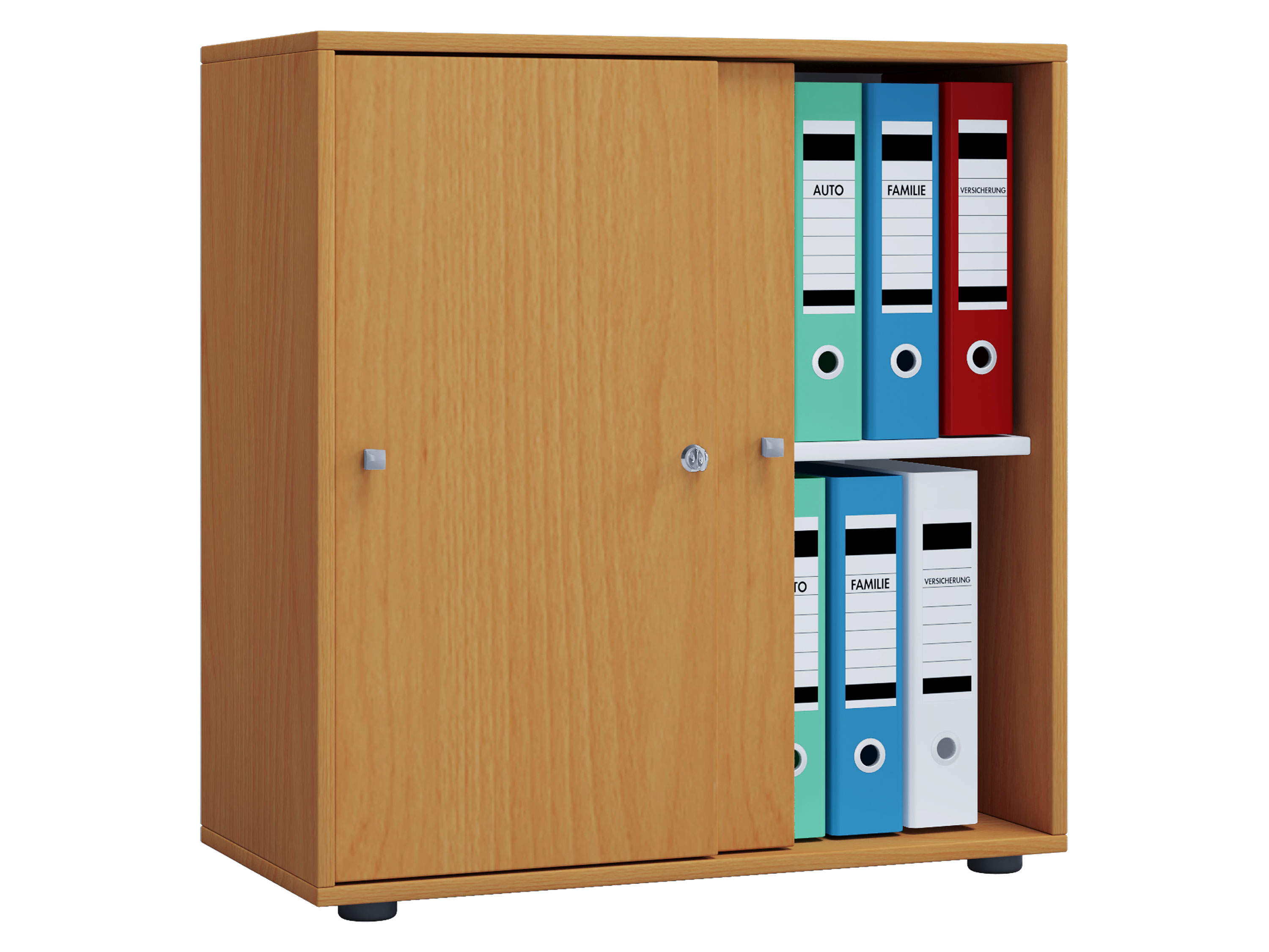 Armoire de bureau Lona (portes coulissantes, L, imitation hêtre)