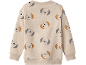 Pull beige à motif chiots.