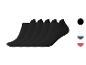 Cinq chaussettes noires avec options de couleur : noir, blanc, gris et rouge.