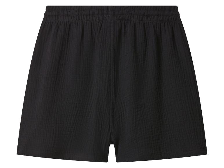 Shorts noirs en tissu froissé avec taille élastique