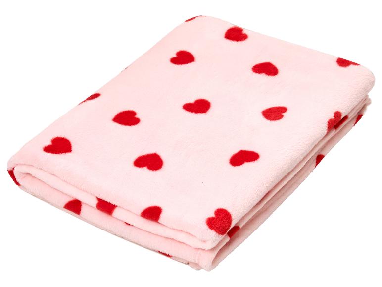 Plaid polaire rose à motif cœurs