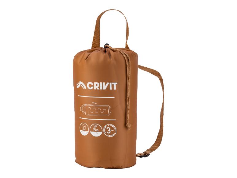 Sac de couchage marron dans un sac de transport avec 3 ans de garantie, 770g.
