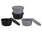 Ensemble de récipients en plastique noirs et gris avec couvercles
