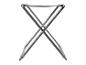 Tabouret pliable, structure métallique grise, assise tissu.