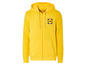 Un sweat à capuche jaune avec une fermeture éclair et le logo Lidl.
