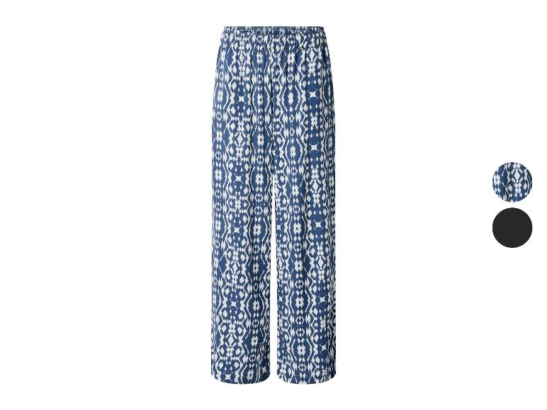 Pantalon large à motifs bleus et blancs avec taille élastiquée