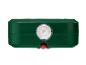 Lampe LED portable verte avec un bouton rouge.