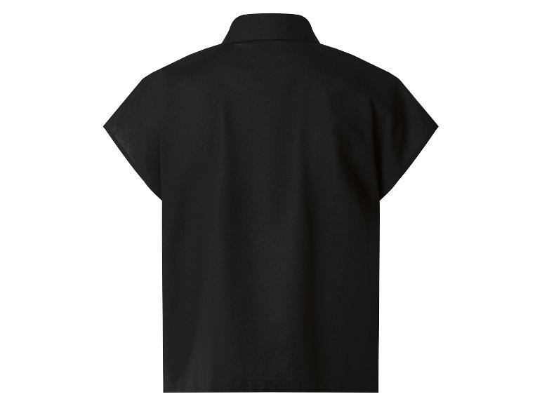 Chemisier noir à manches courtes pour femme, vue de dos.