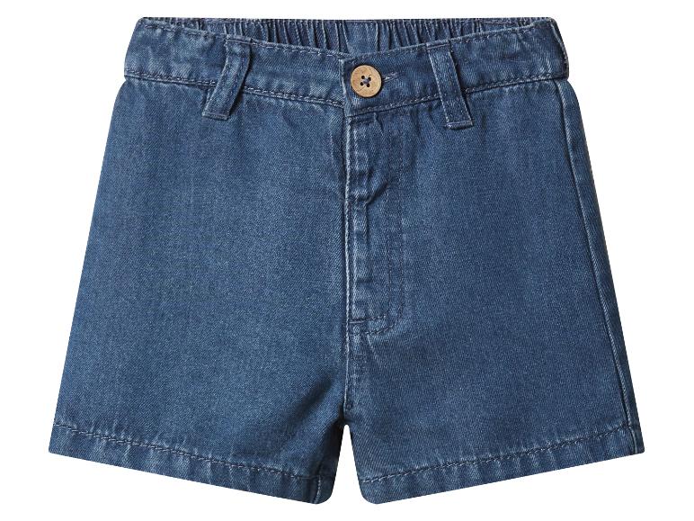 Short en jean bleu pour enfants avec taille élastique et bouton en bois