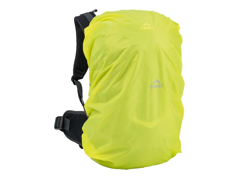 Sac à dos Crivit avec housse de pluie jaune.