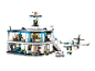 Jeu de construction de terminal d'aéroport avec un avion de ligne et des figurines